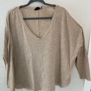 Women’s Urban Outfitters Cozy Oversized Small Long Sleeve Beige Cream Baggy Shir